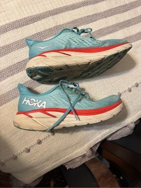 Hoka Women's Aqua and Coral Road-Running Shoes